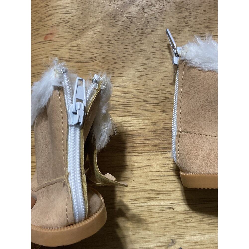 Light BROWN Suede Fringed MOCCASIN BOOTS fits 18" American‎ Girl DOLL SHOES - Picture 6 of 6